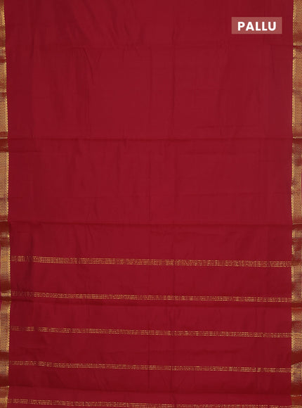 10 yards salem silk saree maroon with plain body and zari woven border
