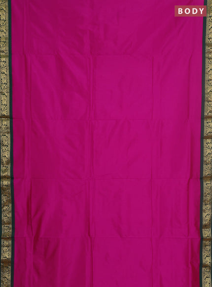 10 yards salem silk saree magenta pink and green with plain body and zari woven border