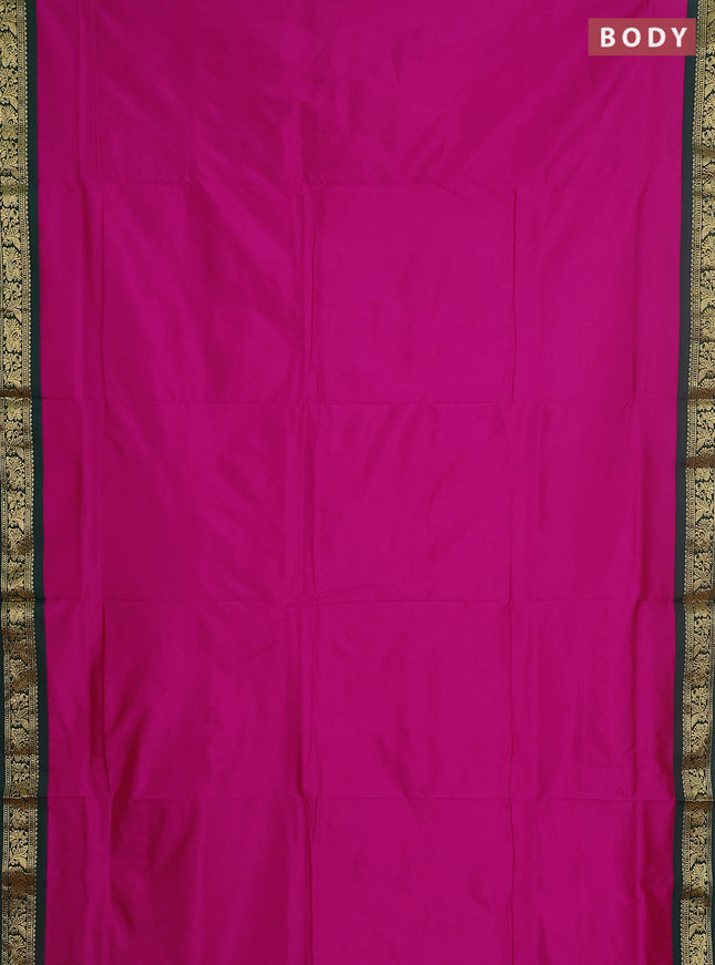 10 yards salem silk saree magenta pink and green with plain body and zari woven border