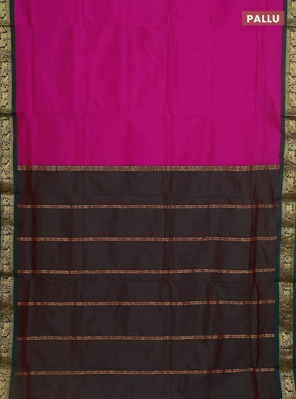 10 yards salem silk saree magenta pink and green with plain body and zari woven border