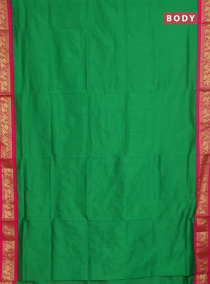 10 yards salem silk saree green and pink with plain body and zari woven border