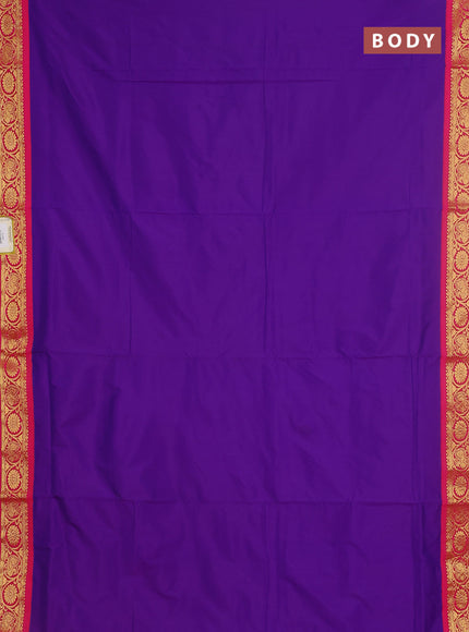 10 yards salem silk saree violet and pink with plain body and zari woven border