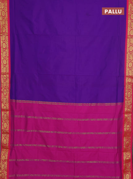 10 yards salem silk saree violet and pink with plain body and zari woven border