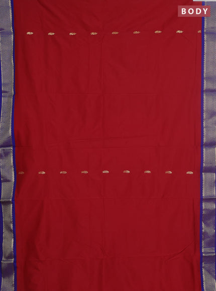 10 yards salem silk saree maroon and blue with zari woven buttas and zari woven border