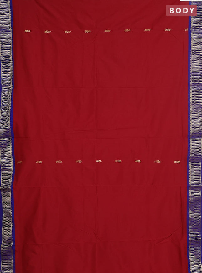 10 yards salem silk saree maroon and blue with zari woven buttas and zari woven border