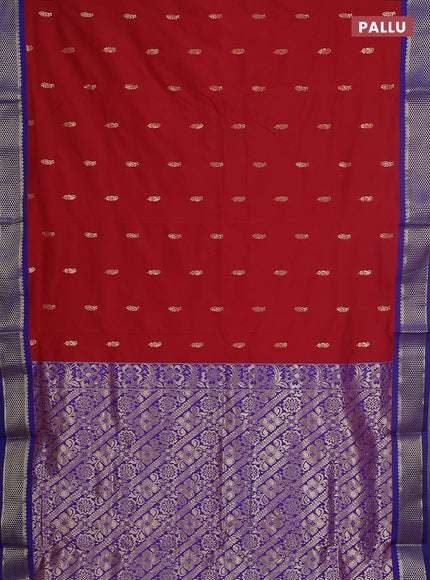 10 yards salem silk saree maroon and blue with zari woven buttas and zari woven border