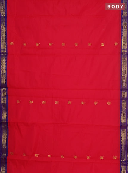10 yards salem silk saree red and violet with zari woven buttas and zari woven border