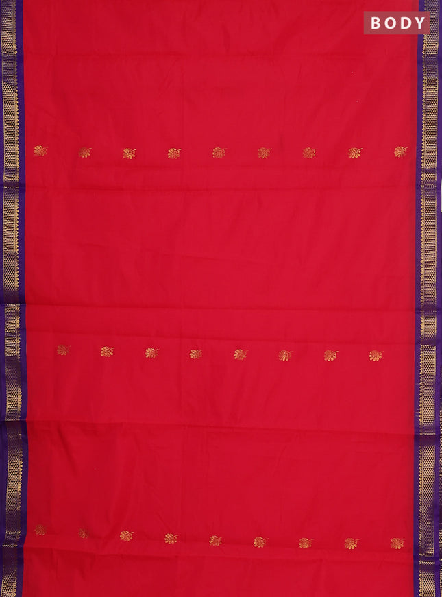 10 yards salem silk saree red and violet with zari woven buttas and zari woven border