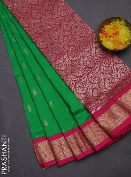10 yards salem silk saree light green and pink with zari woven buttas and zari woven border