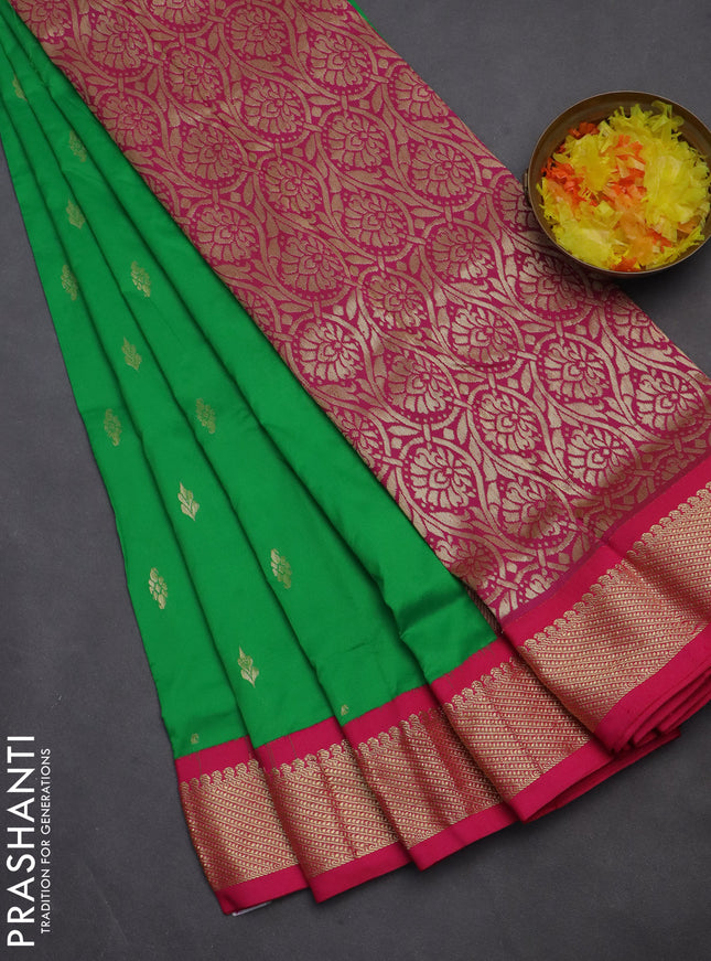 10 yards salem silk saree light green and pink with zari woven buttas and zari woven border