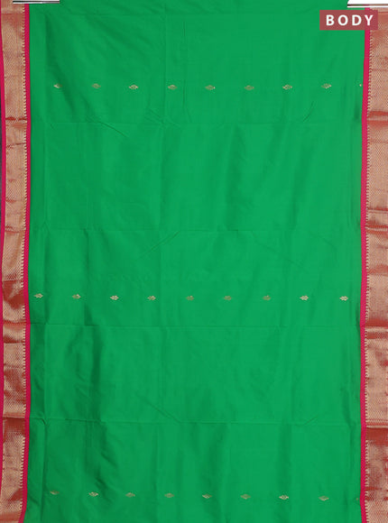 10 yards salem silk saree light green and pink with zari woven buttas and zari woven border