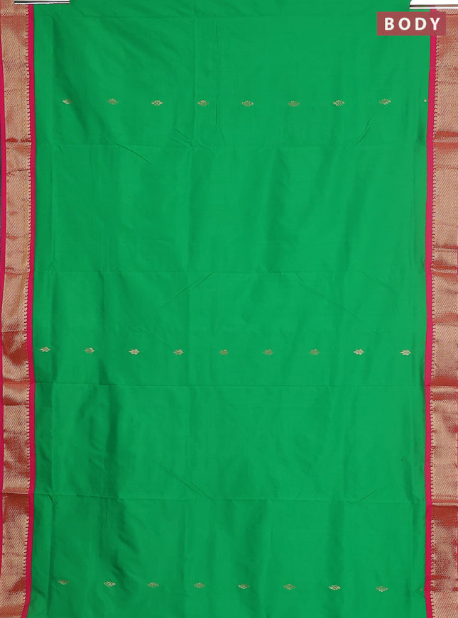 10 yards salem silk saree light green and pink with zari woven buttas and zari woven border