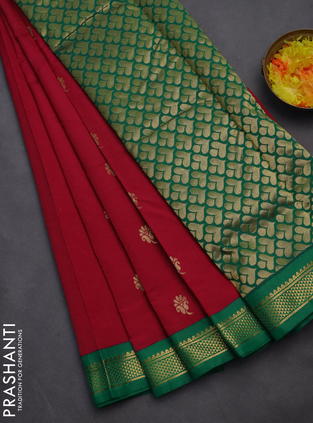 10 yards salem silk saree pink and green with zari woven buttas and zari woven border