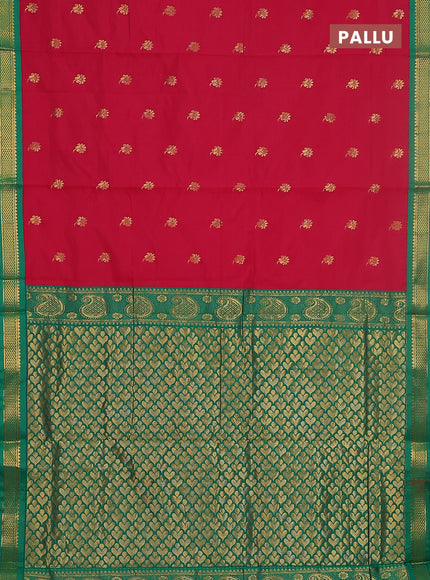 10 yards salem silk saree pink and green with zari woven buttas and zari woven border