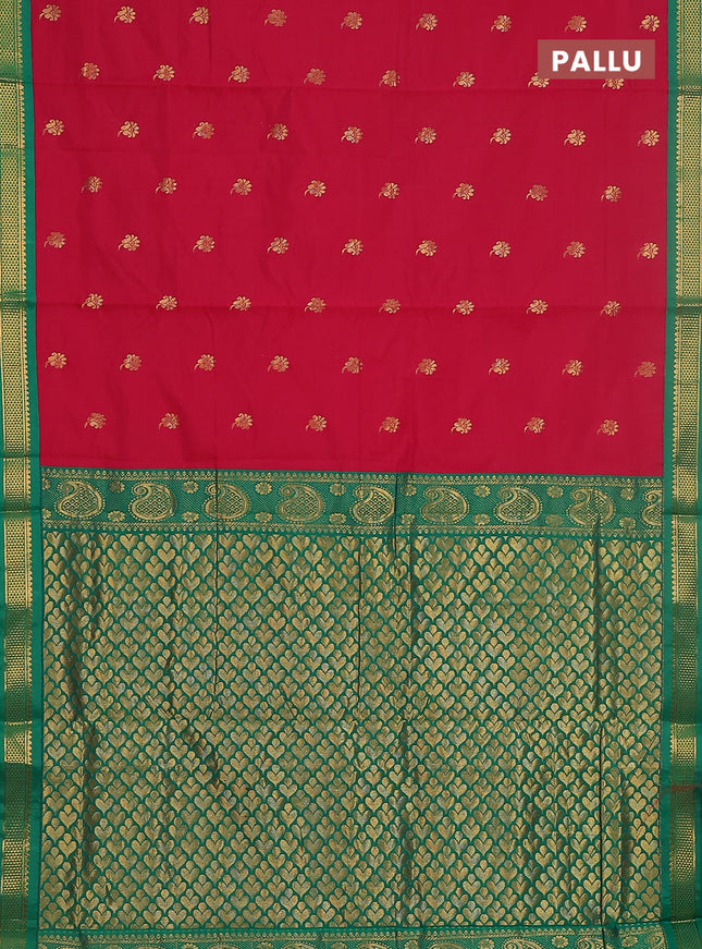 10 yards salem silk saree pink and green with zari woven buttas and zari woven border
