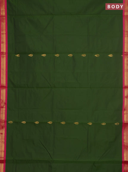10 yards salem silk saree sap green and pink with zari woven buttas and zari woven border