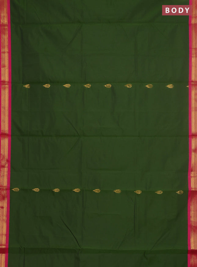 10 yards salem silk saree sap green and pink with zari woven buttas and zari woven border