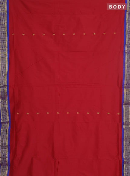 10 yards salem silk saree maroon and blue with zari woven buttas and zari woven border