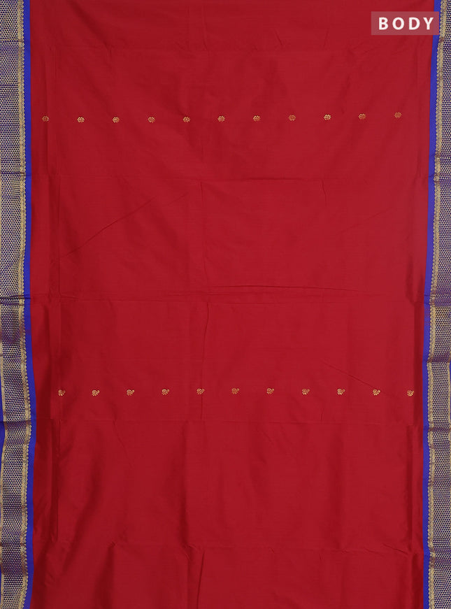 10 yards salem silk saree maroon and blue with zari woven buttas and zari woven border