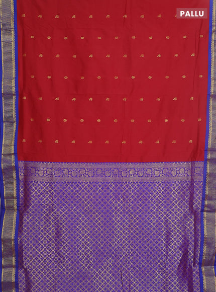 10 yards salem silk saree maroon and blue with zari woven buttas and zari woven border