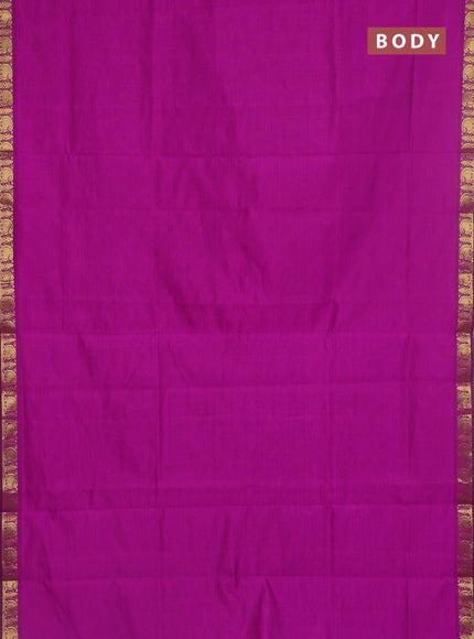 10 yards Poly cotton saree purple and blue with plain body and zari woven border