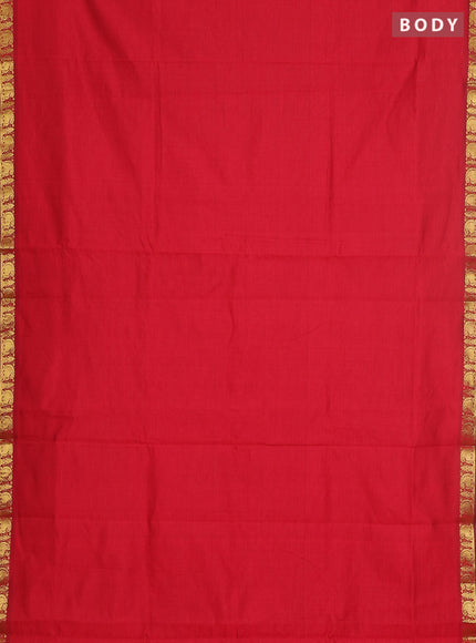 10 yards Poly cotton saree maroon and dark mustard with plain body and zari woven border