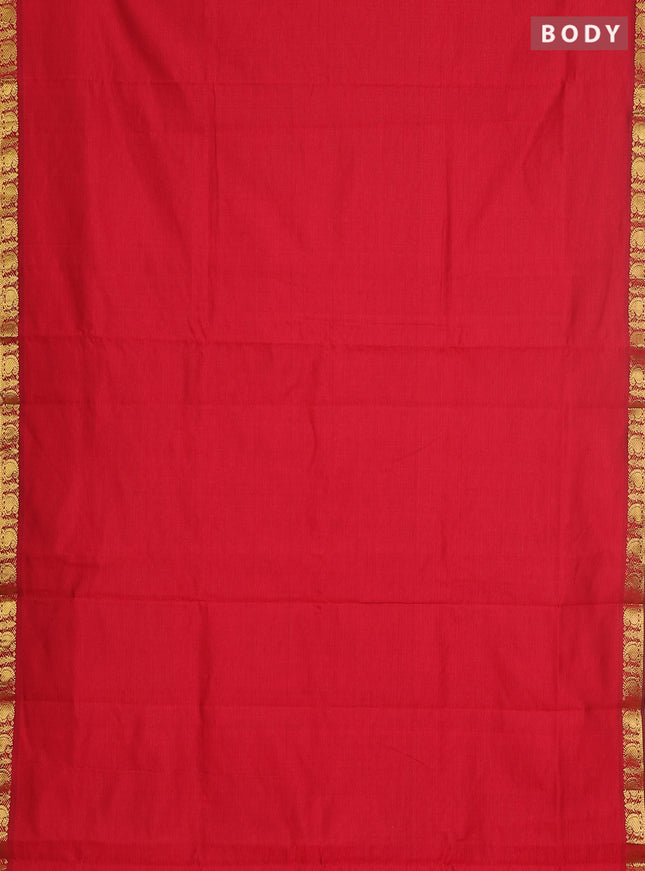 10 yards Poly cotton saree maroon and dark mustard with plain body and zari woven border