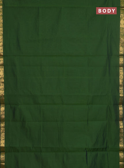 10 yards Poly cotton saree green and purple with plain body and zari woven border