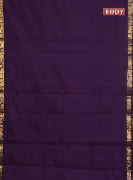 10 yards Poly cotton saree deep jamun and maroon with plain body and zari woven border