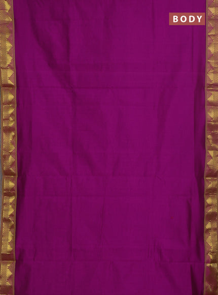 10 yards Poly cotton saree purple and light green with plain body and zari woven border