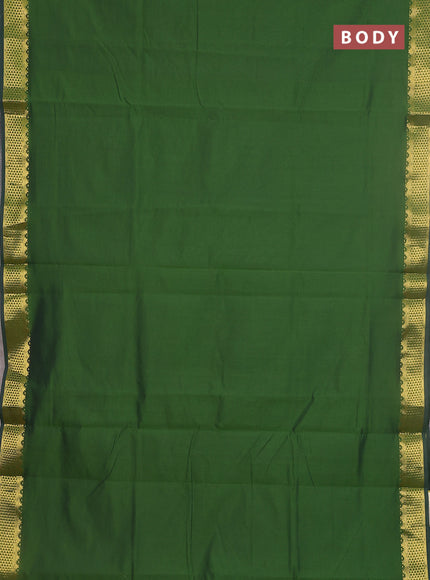 10 yards Poly cotton saree sap green and maroon with plain body and zari woven border