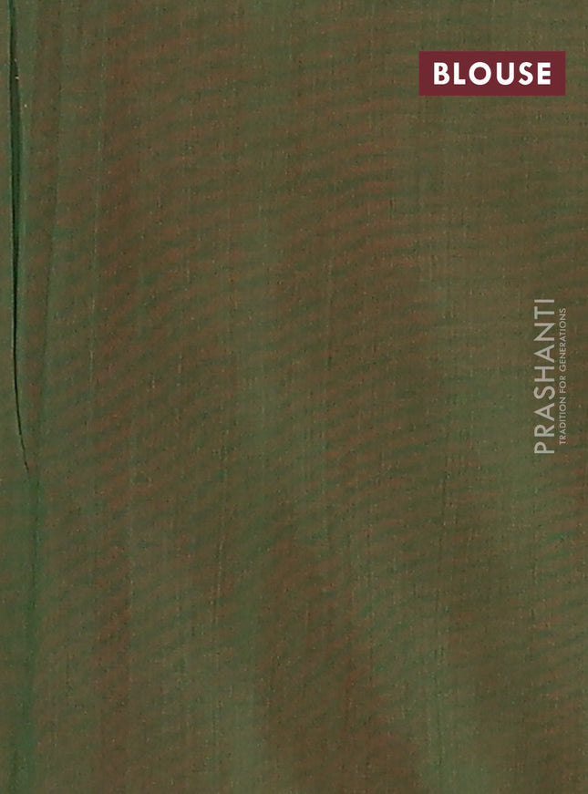 Ikat cotton saree teal green and broon with allover ikat butta weaves and simple border