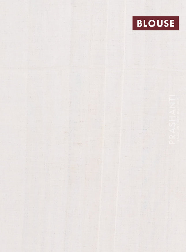 Ikat cotton saree peacock blue and off white with allover ikat butta weaves and temple deision simple border