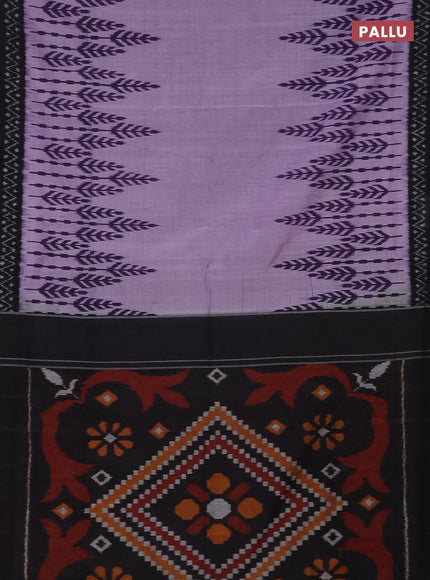 Ikat cotton saree lavender and black with allover ikat weaves and simple border