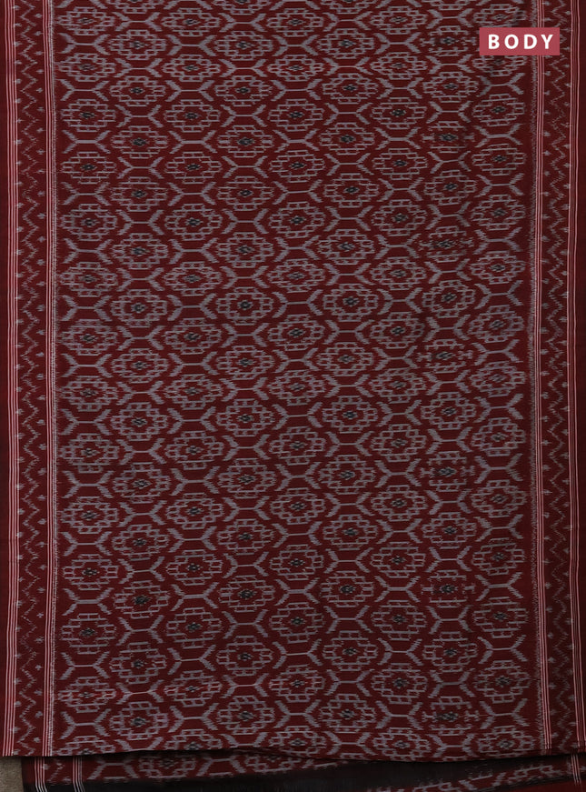Ikat cotton saree maroon with allover ikat weaves and simple border