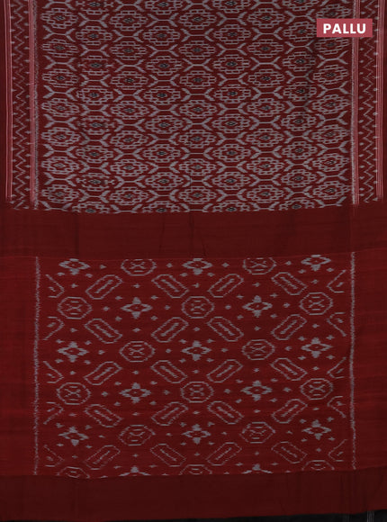 Ikat cotton saree maroon with allover ikat weaves and simple border