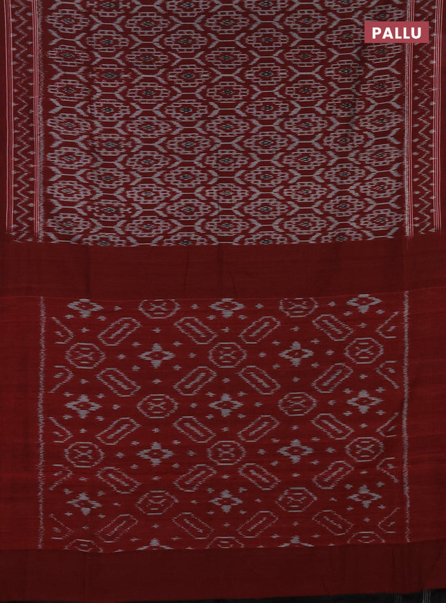 Ikat cotton saree maroon with allover ikat weaves and simple border