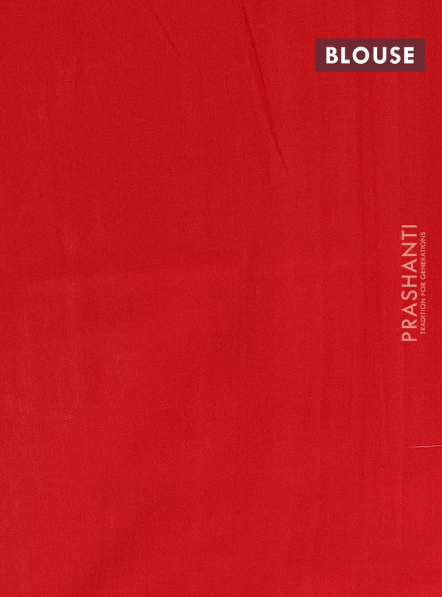 Ikat cotton saree grey and red with allover ikat weaves and simple border