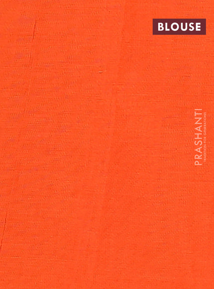 Ikat cotton saree black and orange with allover ikat weaves and simple border