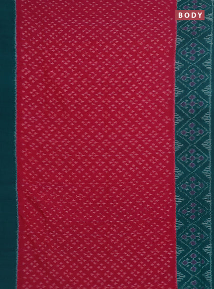 Ikat cotton saree pink and teal green with allover ikat butta weaves and simple border