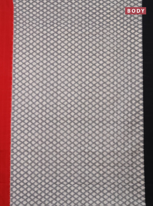 Ikat cotton saree grey with allover ikat weaves and ganga jamuna border