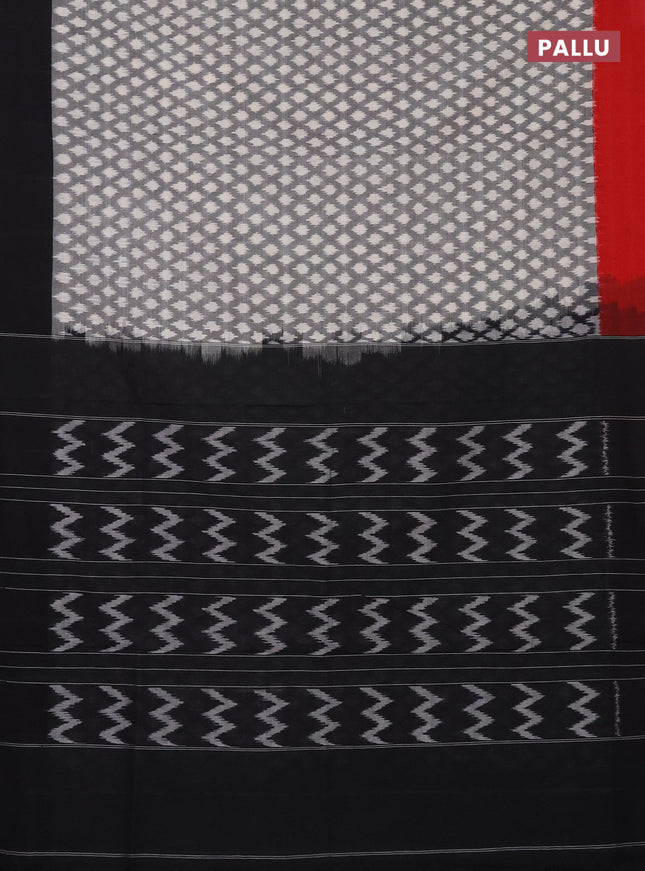 Ikat cotton saree grey with allover ikat weaves and ganga jamuna border