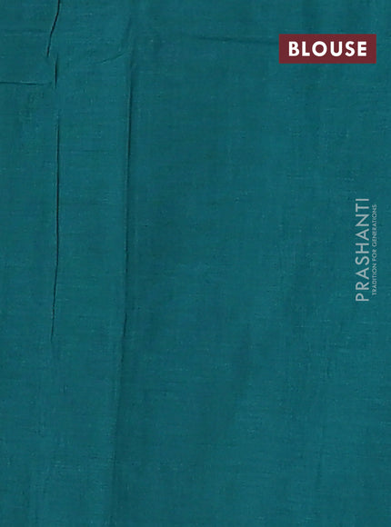 Ikat cotton saree cream and teal green with allover ikat weaves and simple border