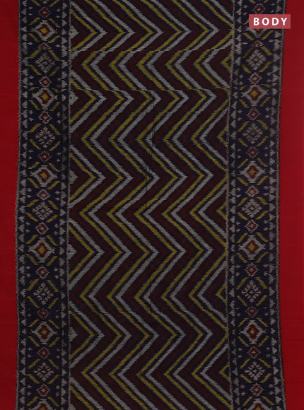 Ikat cotton saree navy blue and maroon with allover ikat weaves and simple border