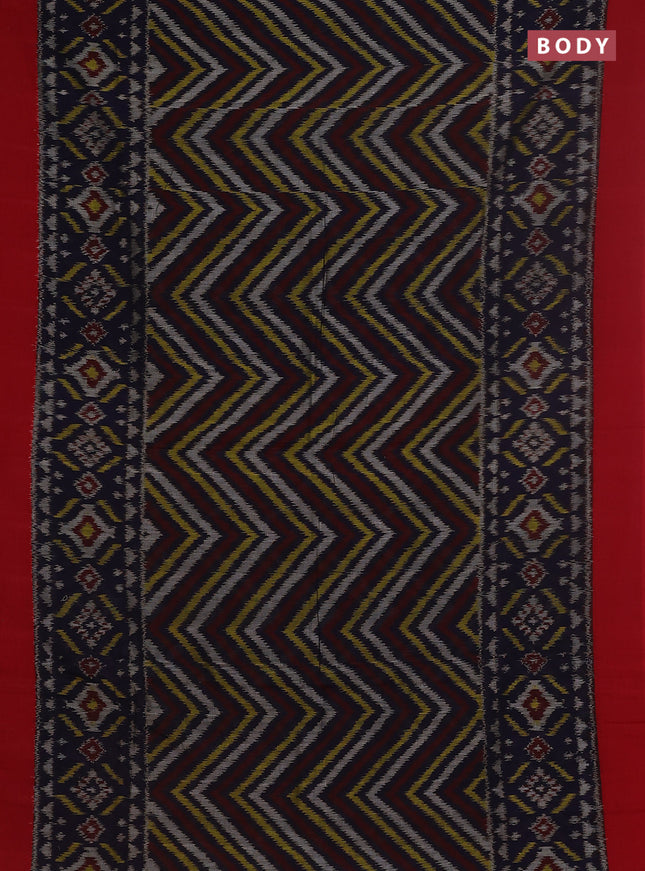 Ikat cotton saree navy blue and maroon with allover ikat weaves and simple border