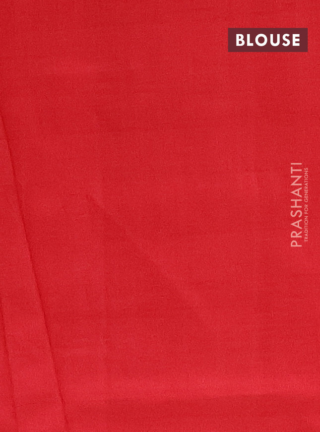 Ikat cotton saree off white grey and red with allover ikat weaves and simple border