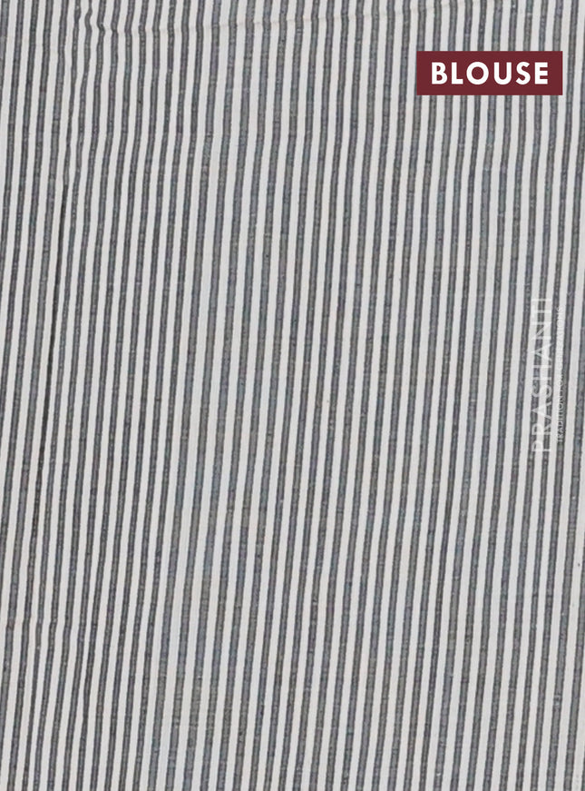 Ikat cotton saree teal green and cream with plain body and simple border