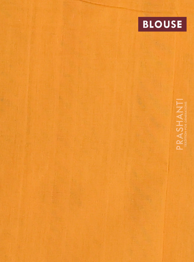 Ikat cotton saree grey and mustard yellow with allover ikat butta weaves and simple border