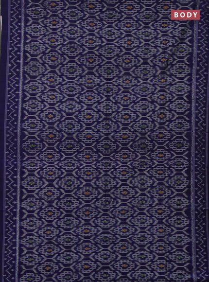 Ikat cotton saree blue with allover ikat weaves and simple border