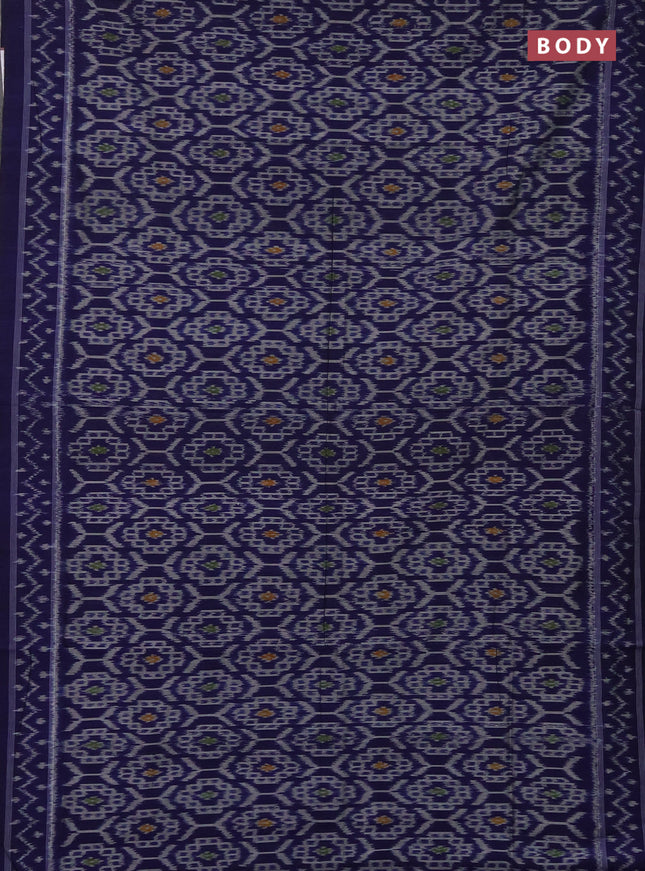 Ikat cotton saree blue with allover ikat weaves and simple border